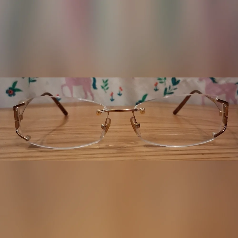EUC Vintage Y2K Versace 1080B Gold Tone & Crystal Casual Reading Glasses Frames